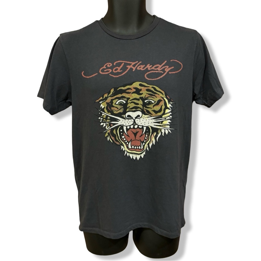 Ed Hardy Black T-Shirt with Tiger Graphic